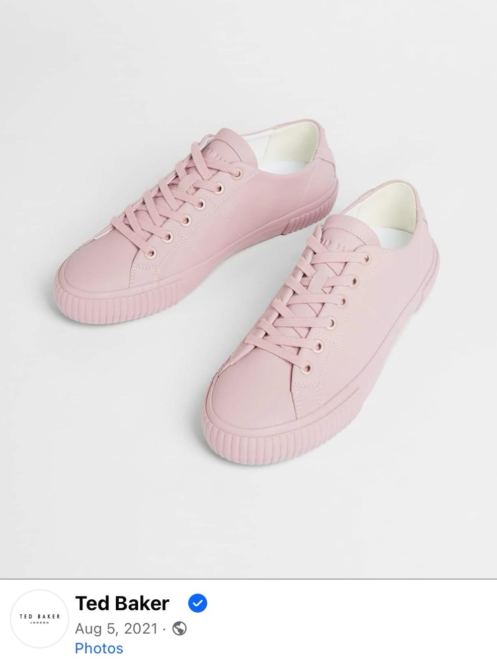 LIKE NEW Ted Baker Blush Pink Color Drenched Lace-Up Sneakers
